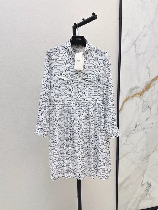 CE 25 new silk printed long-sleeved dress