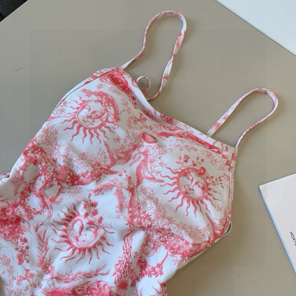 D 25 Sun Pattern One-piece Swimsuit