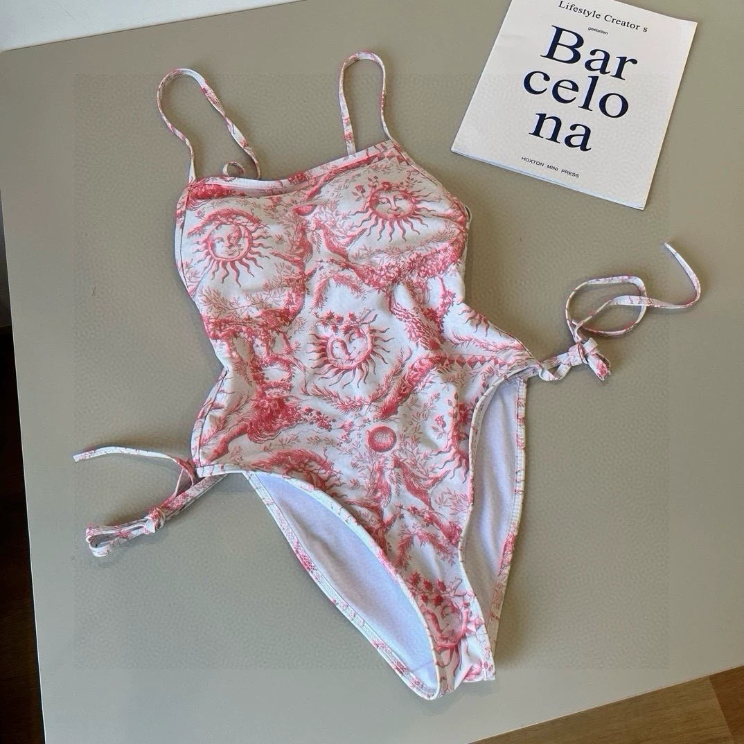 D 25 Sun Pattern One-piece Swimsuit