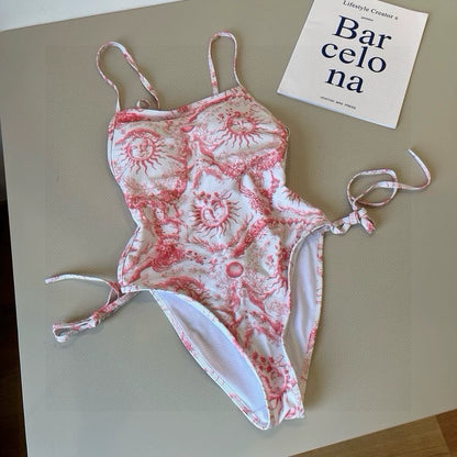 D 25 Sun Pattern One-piece Swimsuit