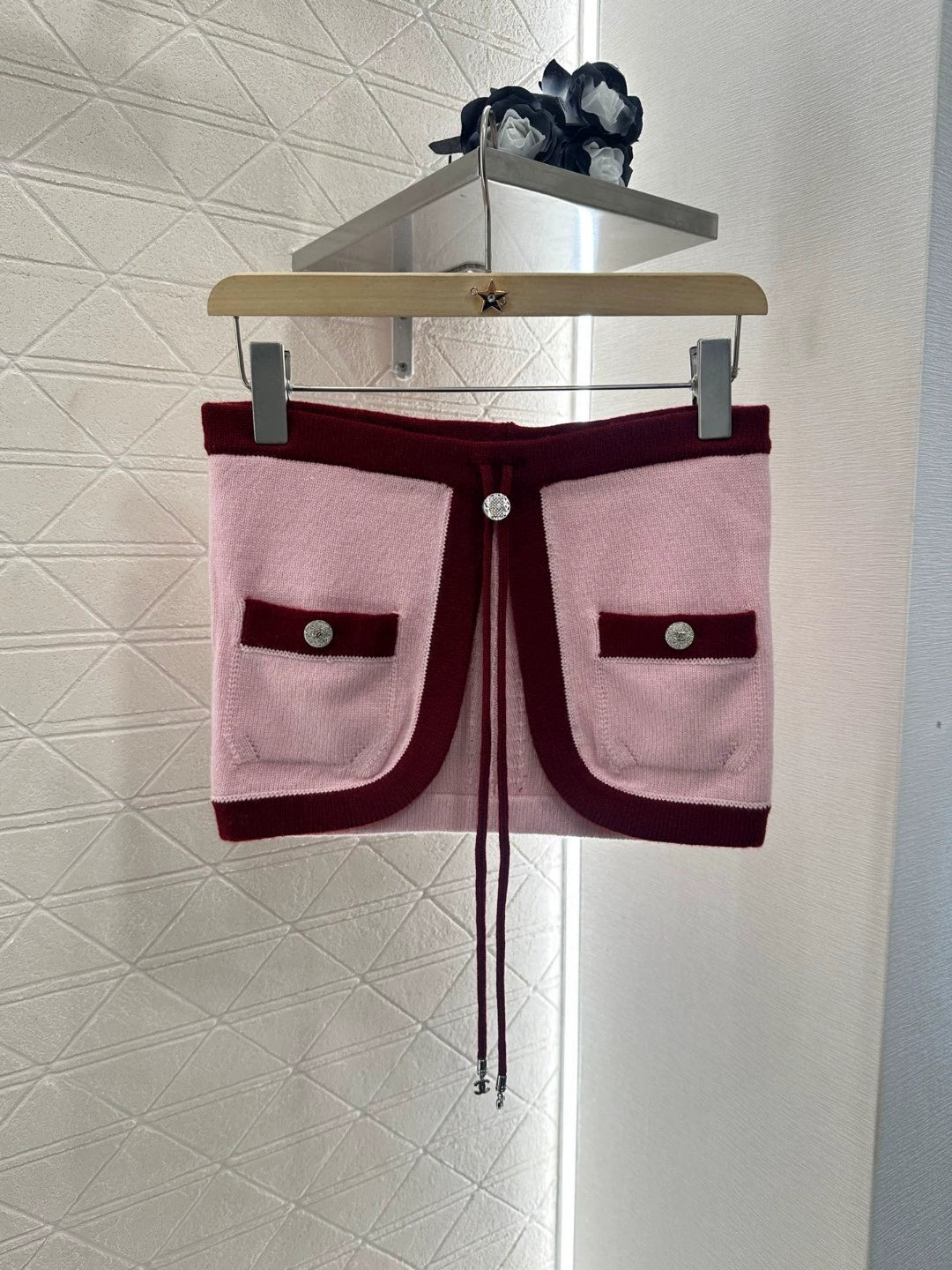 C 25 Neuankömmlinge, geschnürtes, gestricktes Tube-Top in Macaron-Farbe (ROT, BLAU, HELLBLAU, PINK) 