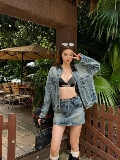 M 25 new style distressed denim skirt