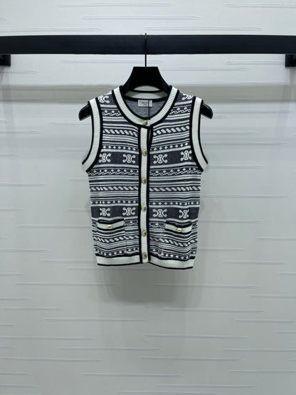 CE 2025 Early Fall Arc de Triomphe Pattern Knitted Vest