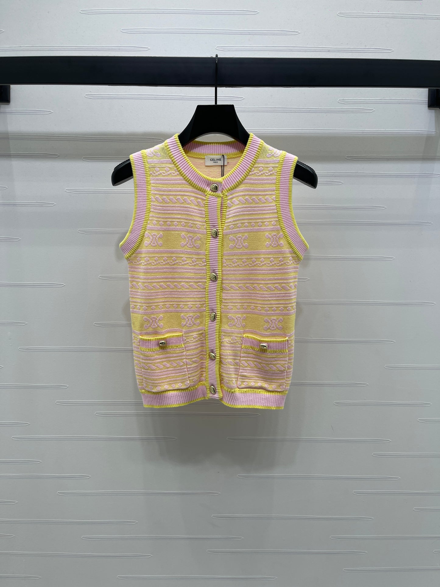 CE 2025 Early Fall Arc de Triomphe Pattern Knitted Vest