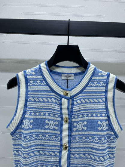 CE 2025 Early Fall Arc de Triomphe Pattern Knitted Vest