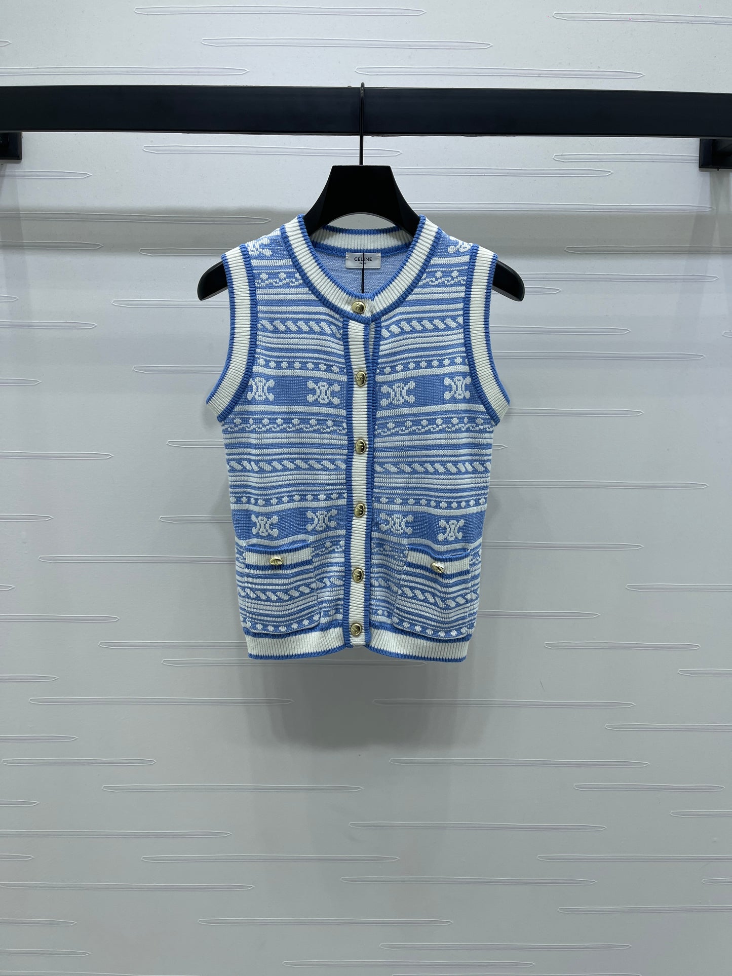CE 2025 Early Fall Arc de Triomphe Pattern Knitted Vest