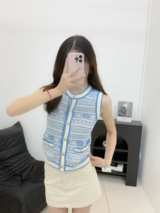 CE 2025 Early Fall Arc de Triomphe Pattern Knitted Vest