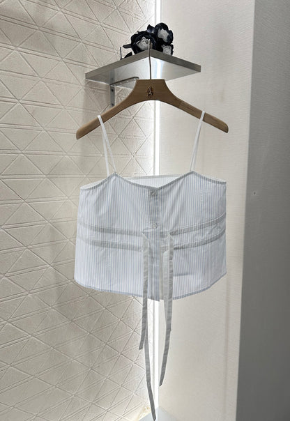 G 25 Striped Camisole Vest Half Skirt Set
