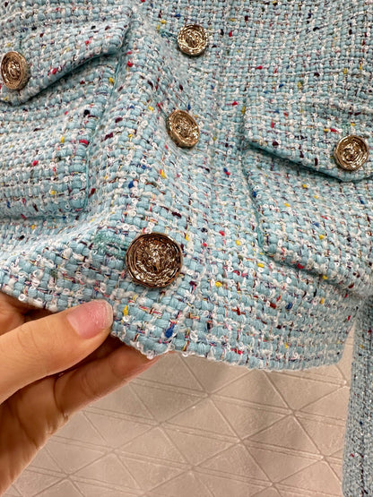 C 25 NEW Tweed Colorful Dot Coat