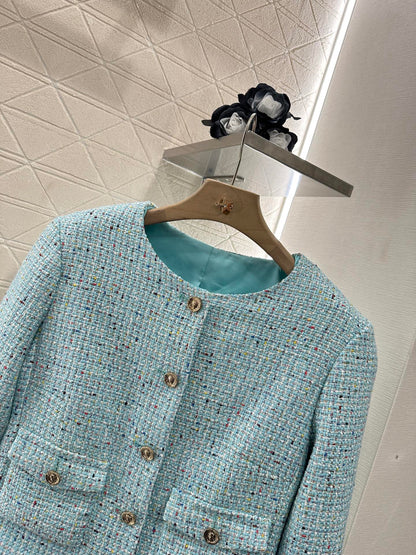 C 25 NEW Tweed Colorful Dot Coat
