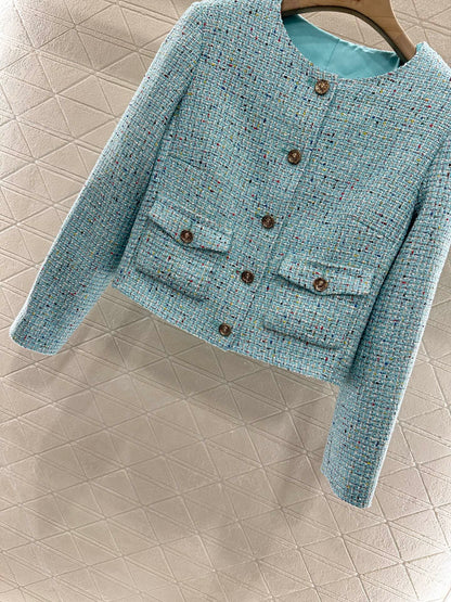 C 25 NEW Tweed Colorful Dot Coat