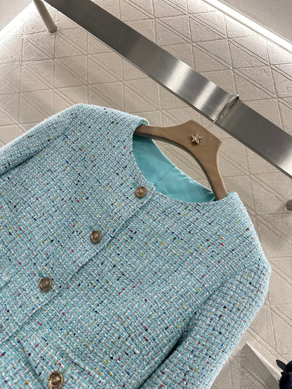 C 25 NEW Tweed Colorful Dot Coat