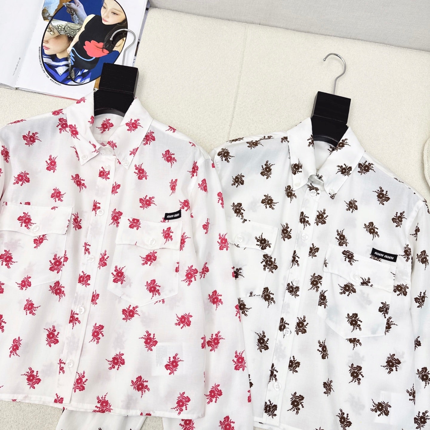 M 25Ss Early Fall New Pastoral Holiday Style Little Red Flower Short Shirt