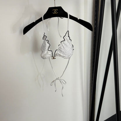 C 25 New bikini terry logo split swimsuit set(WHITE BLACK)