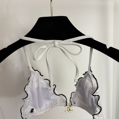 C 25 New bikini terry logo split swimsuit set(WHITE BLACK)