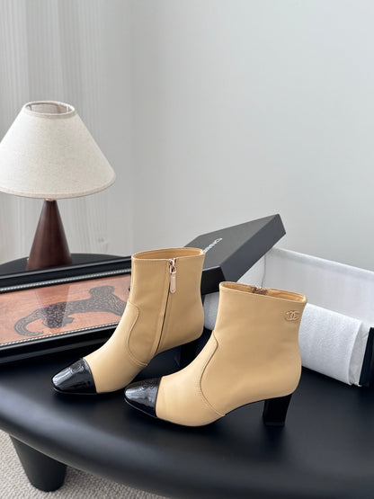 C 25K new mid-cut high-heeled boots（WHITE/BLACK/KHAKI）