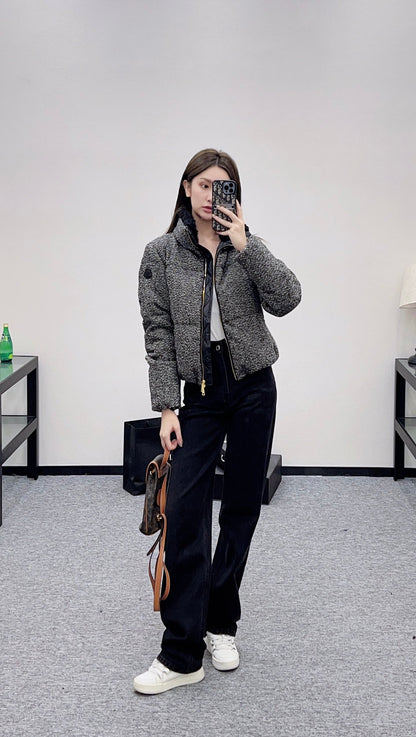 Mon 25 stand collar woolen down jacket