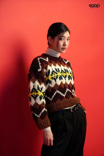 Ce 25 Vintage Graphic Crew Neck Wool Sweater