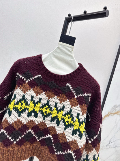 Ce 25 Vintage Graphic Crew Neck Wool Sweater