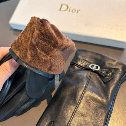 Di 25 Simple logo sheepskin gloves