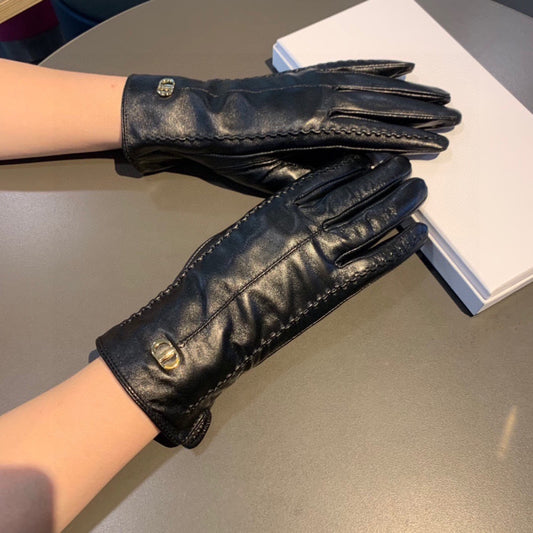 Di 25 Simple logo sheepskin gloves