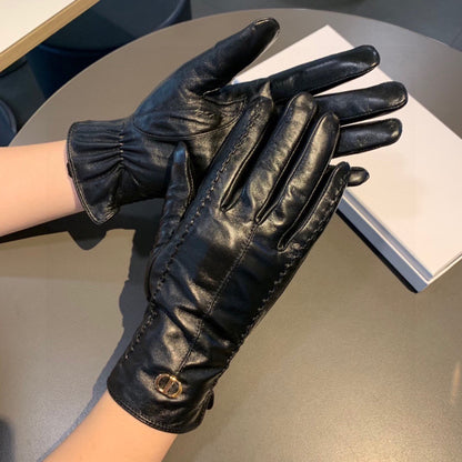 Di 25 Simple logo sheepskin gloves