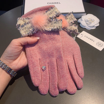 C 25 Bow wool gloves(BLACK/GRAY/PINK)