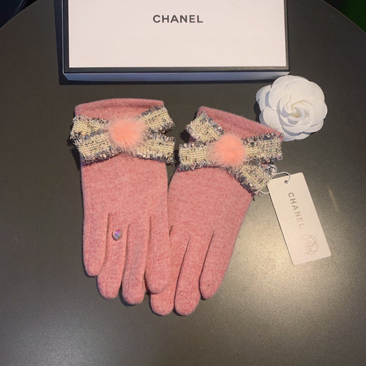 C 25 Bow wool gloves(BLACK/GRAY/PINK)
