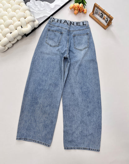 C 25 wide-leg jeans with logo at waist