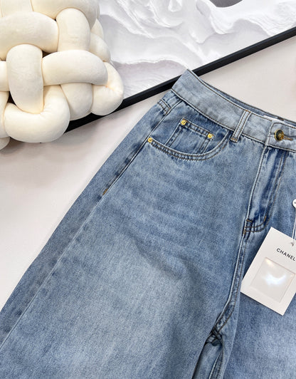 C 25 wide-leg jeans with logo at waist