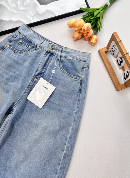 C 25 wide-leg jeans with logo at waist