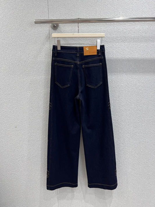 C 25B Side embroidery denim trousers