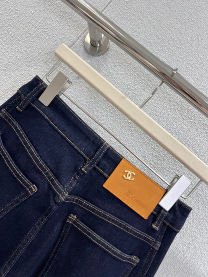 C 25B Side embroidery denim trousers