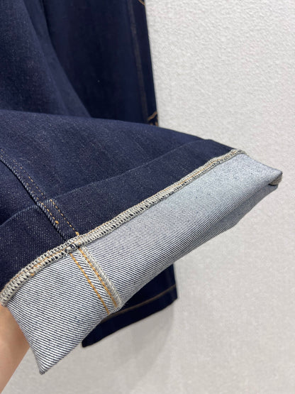 C 25B Side embroidery denim trousers