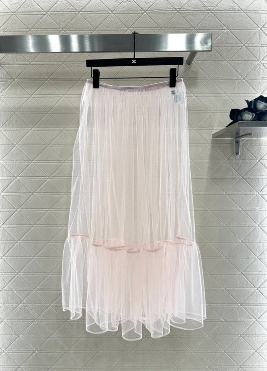 C 25 High waist mid-length transparent cake tulle skirt