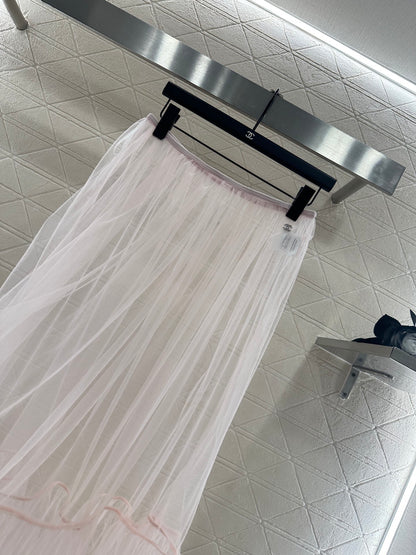 C 25 High waist mid-length transparent cake tulle skirt