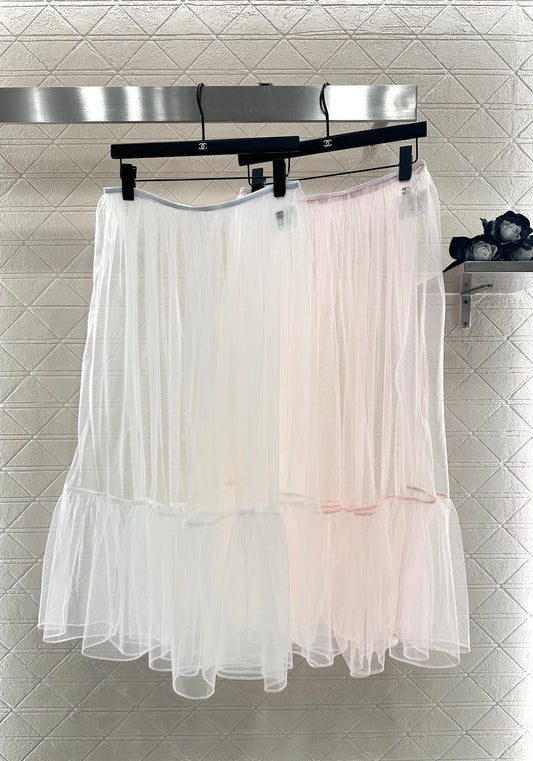 C 25 High waist mid-length transparent cake tulle skirt