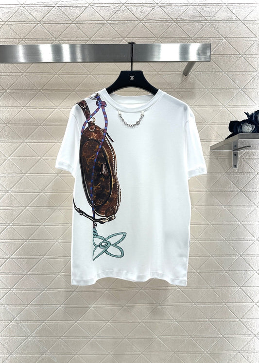 L 25 Chain round neck printed short sleeves