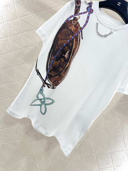 L 25 Chain round neck printed short sleeves
