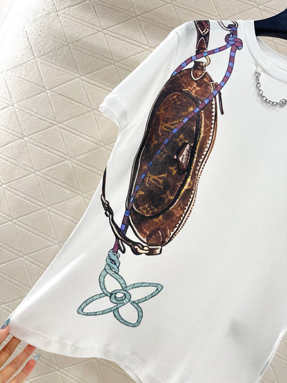 L 25 Chain round neck printed short sleeves