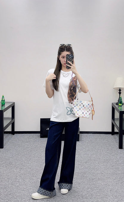 L 25 Chain round neck printed short sleeves