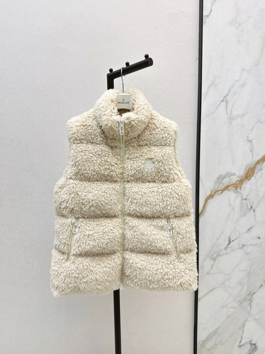 Mon 25 Lambswool down vest jacket(BEIGI/BLACK)
