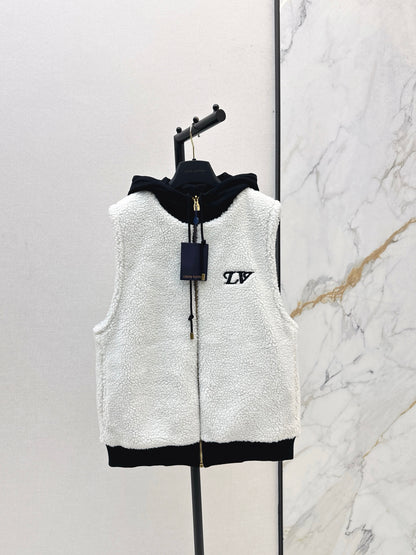 L 25 Reversible Hooded Teddy Bear Vest Jacket