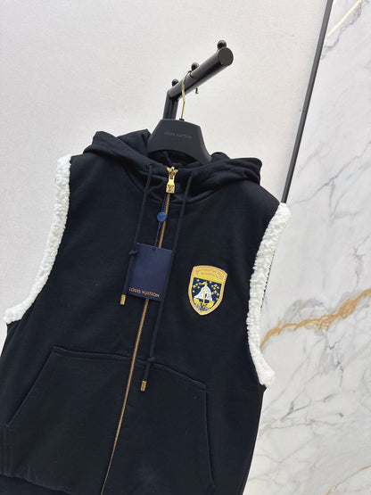 L 25 Reversible Hooded Teddy Bear Vest Jacket