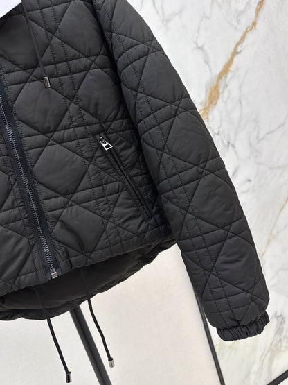 Di 25 Plaid hooded down jacket（WHITE/BLACK）