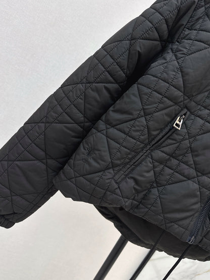 Di 25 Plaid hooded down jacket（WHITE/BLACK）