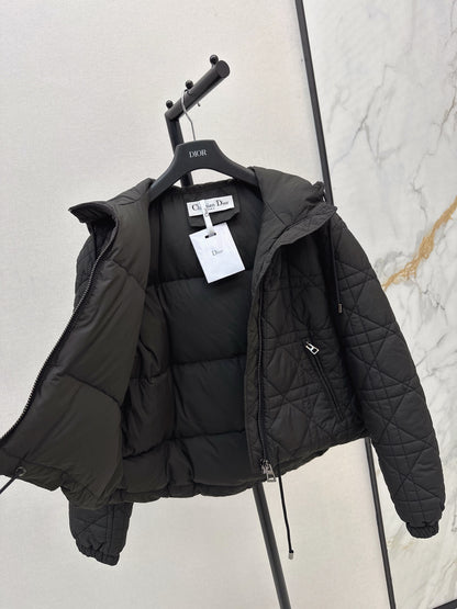 Di 25 Plaid hooded down jacket（WHITE/BLACK）
