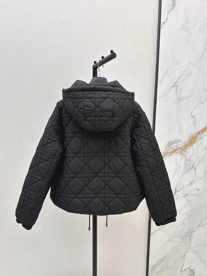 Di 25 Plaid hooded down jacket（WHITE/BLACK）