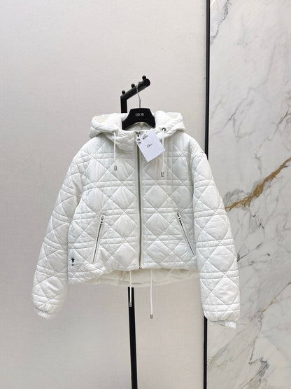Di 25 Plaid hooded down jacket（WHITE/BLACK）