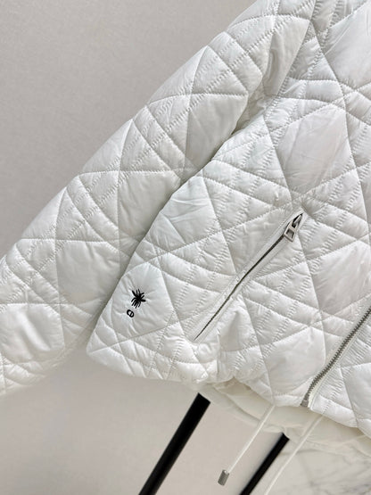 Di 25 Plaid hooded down jacket（WHITE/BLACK）